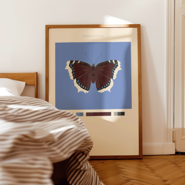 Mourning Cloak Butterfly Poster Blue