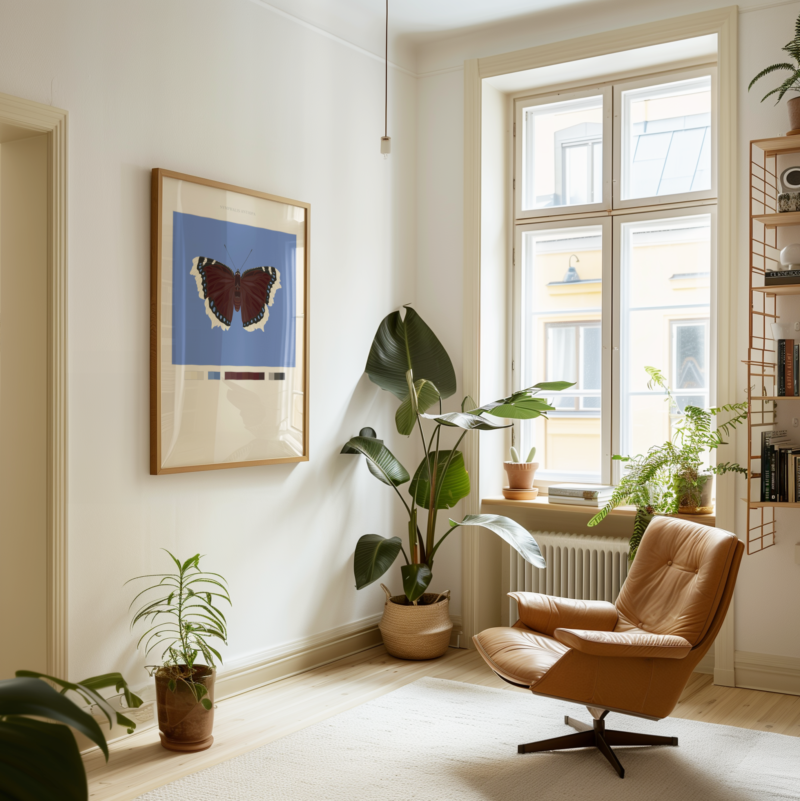 Living Room Arm Chair Mourning Cloak Butterfly Blue Poster Mourning Cloak Butterfly Poster Blue