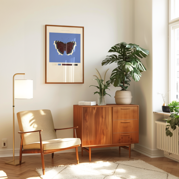 Mourning Cloak Butterfly Poster Blue