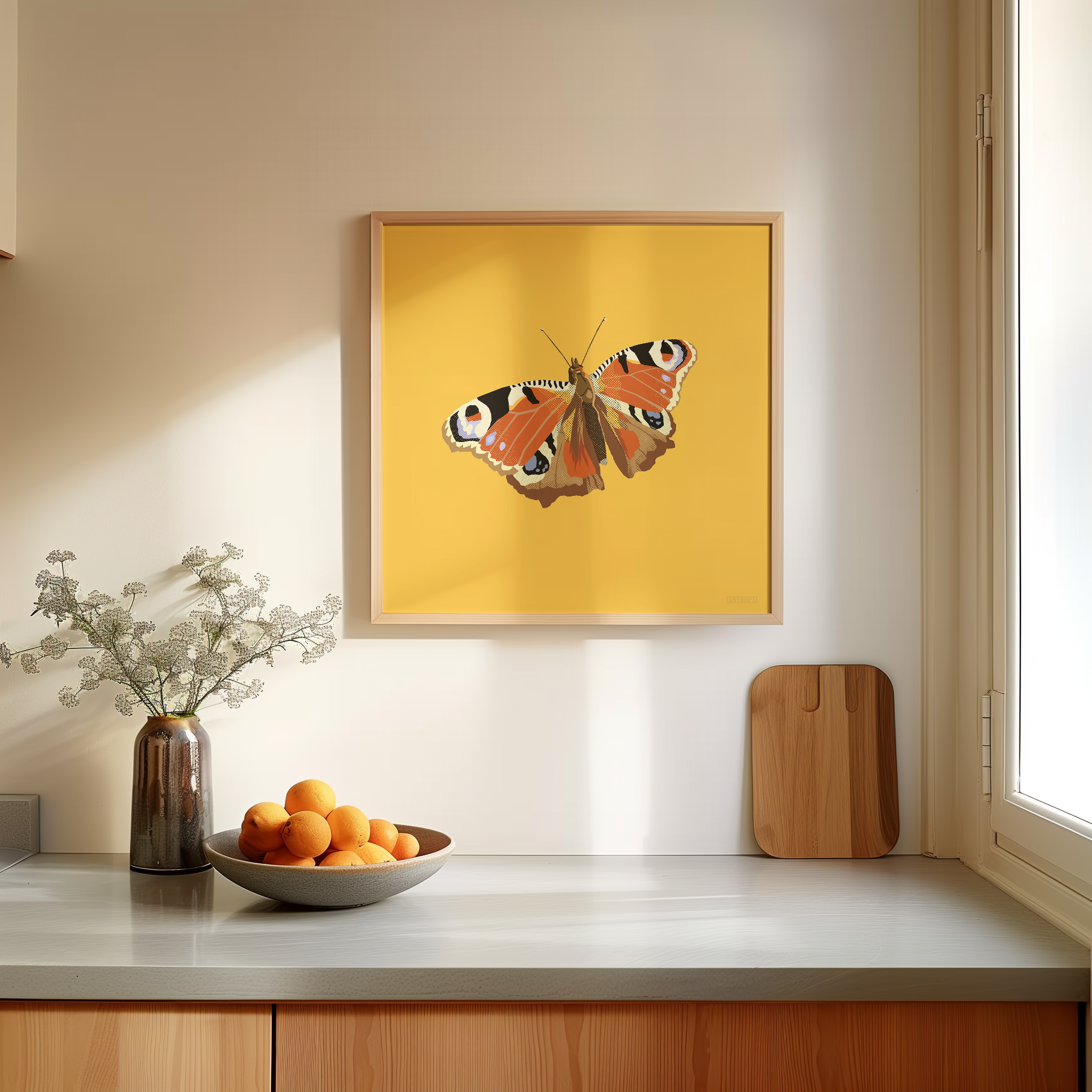Home Kitchen Peacock Butterfly Square Poster