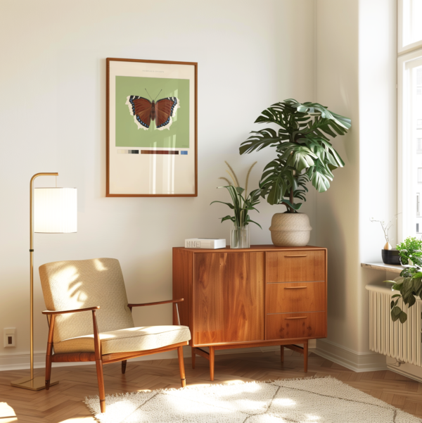 Mourning Cloak Butterfly Poster Green