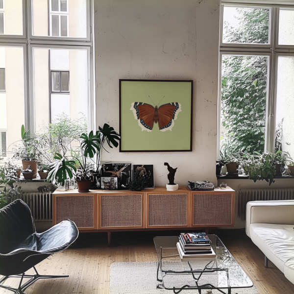 Mourning Cloak Square Butterfly Poster Green