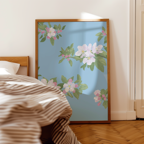Cherry Blossom Light Blue Poster