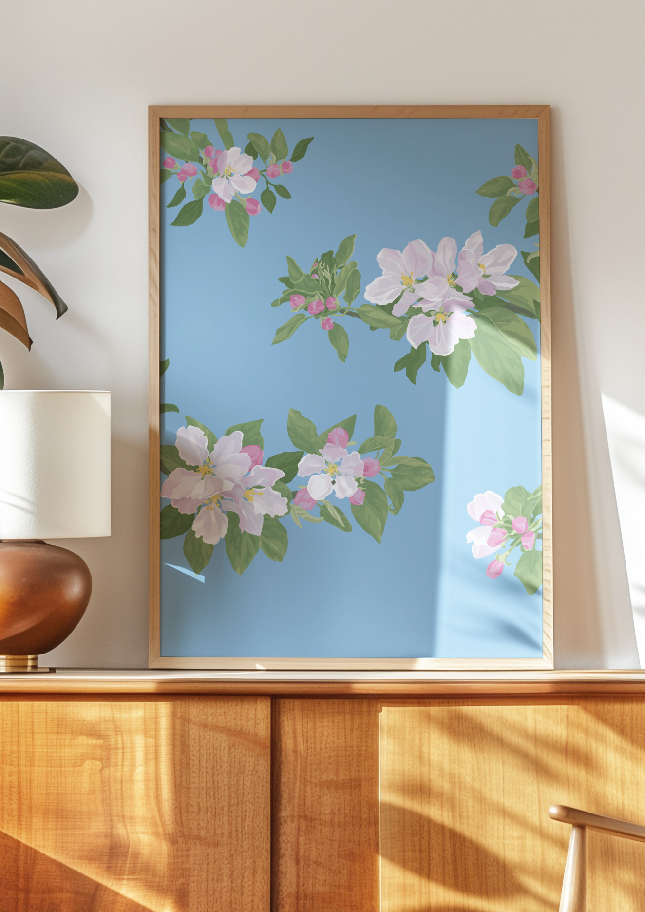 Cherry Blossom Light Blue Poster Thumbnail