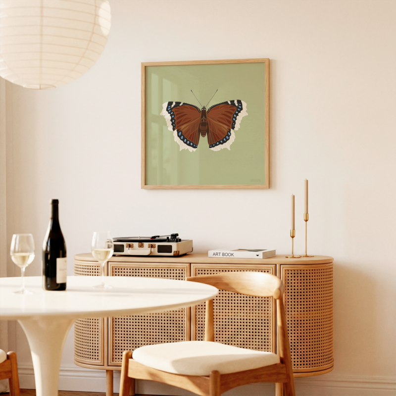 Mourning Cloak Green Square Butterfly Poster Digital Download