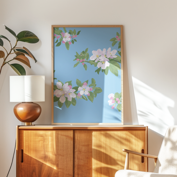 Cherry Blossom Light Blue Poster
