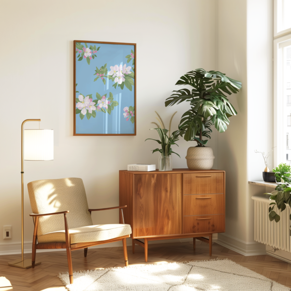 Cherry Blossom Light Blue Poster