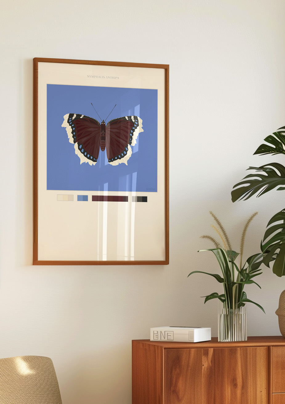 Mourning Cloak Butterfly Blue Poster Thumbnail