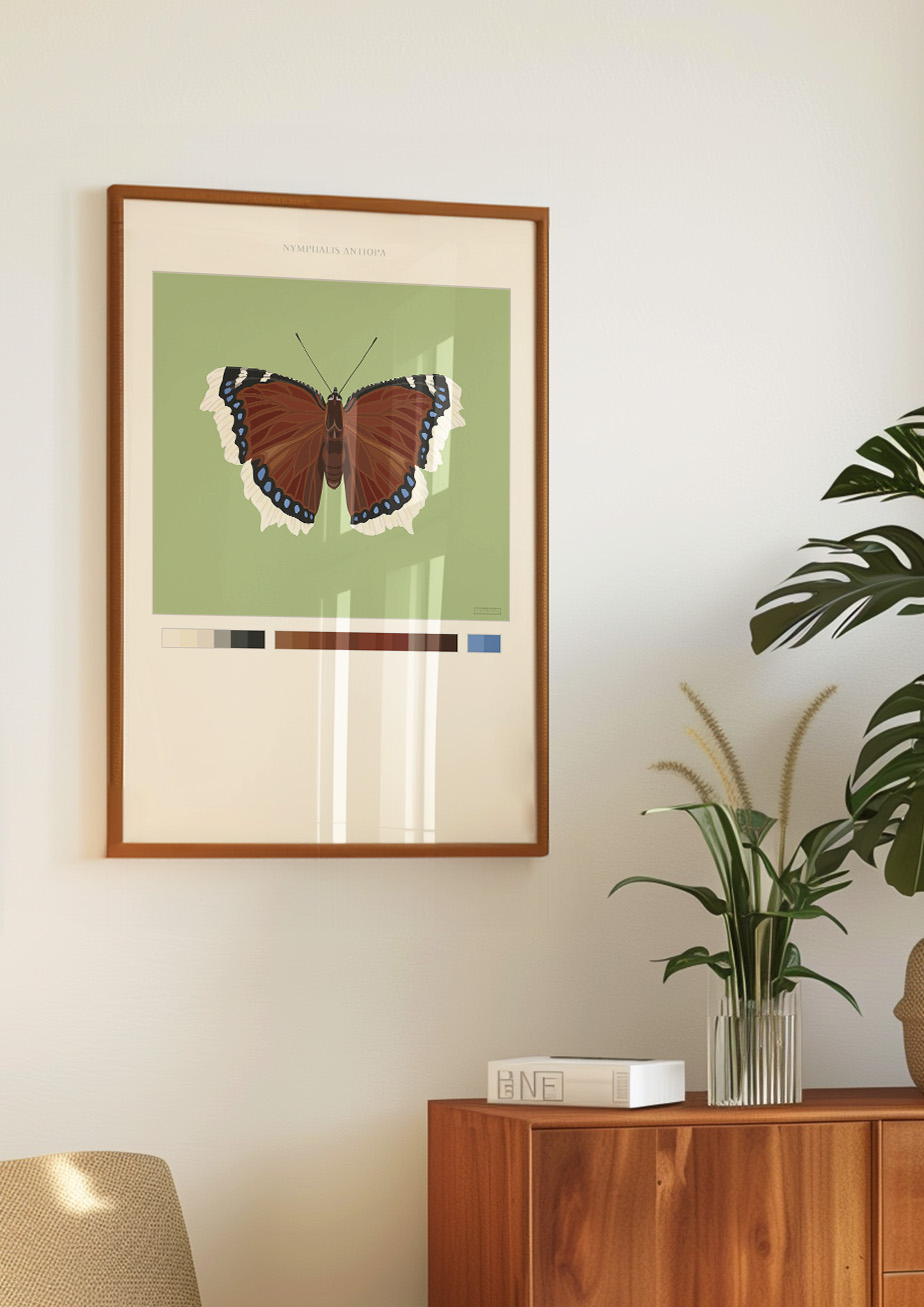Mourning Cloak Butterfly Green Poster Thumbnail
