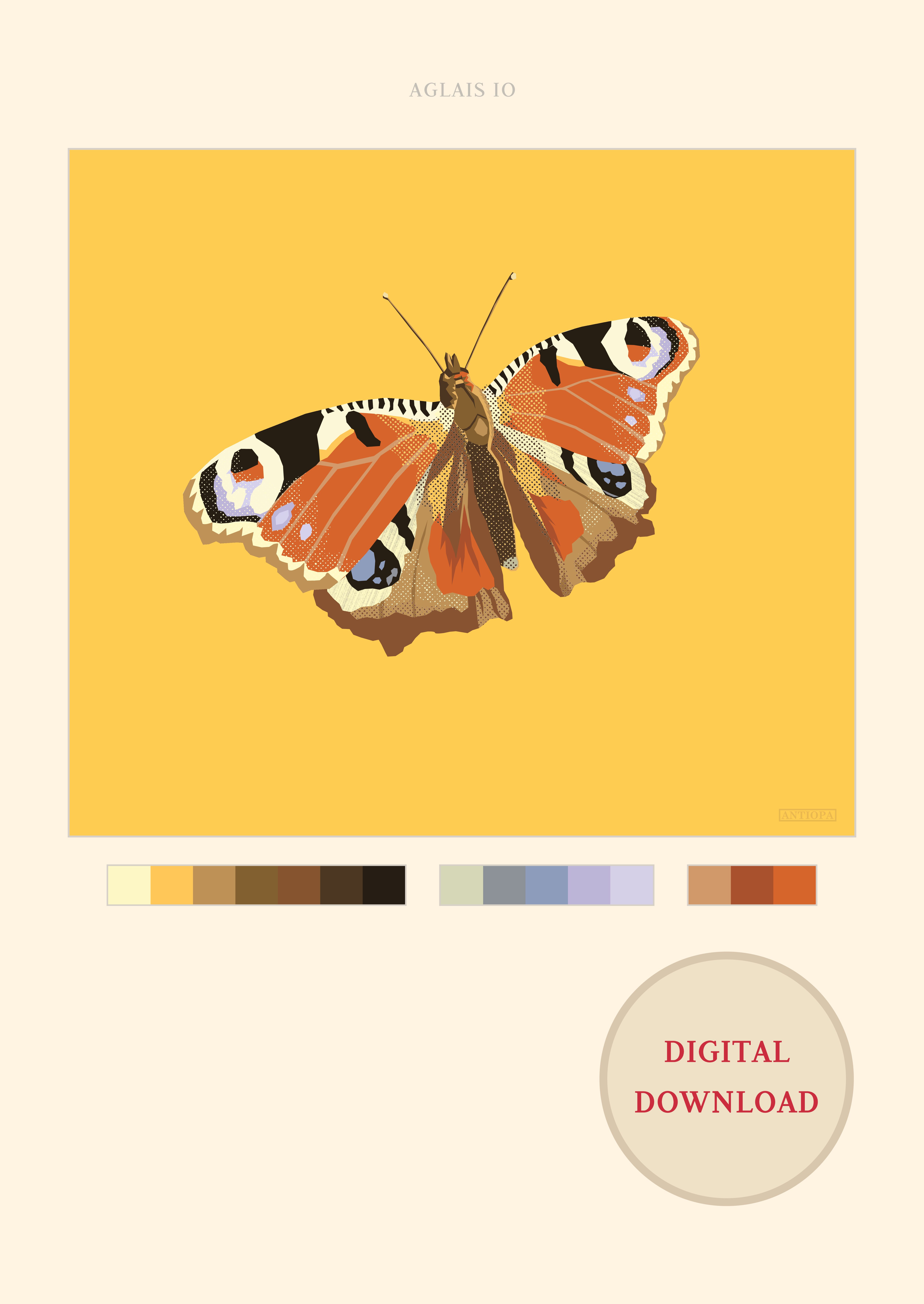 Peacock Butterfly Poster Digital File Mark Peacock Butterfly Poster Digital Download