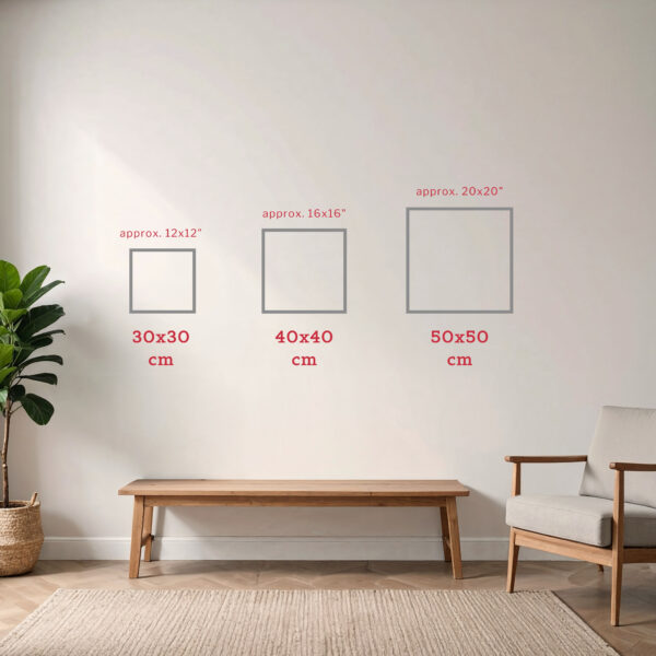 Size guide square frames Peacock Butterfly Square Poster