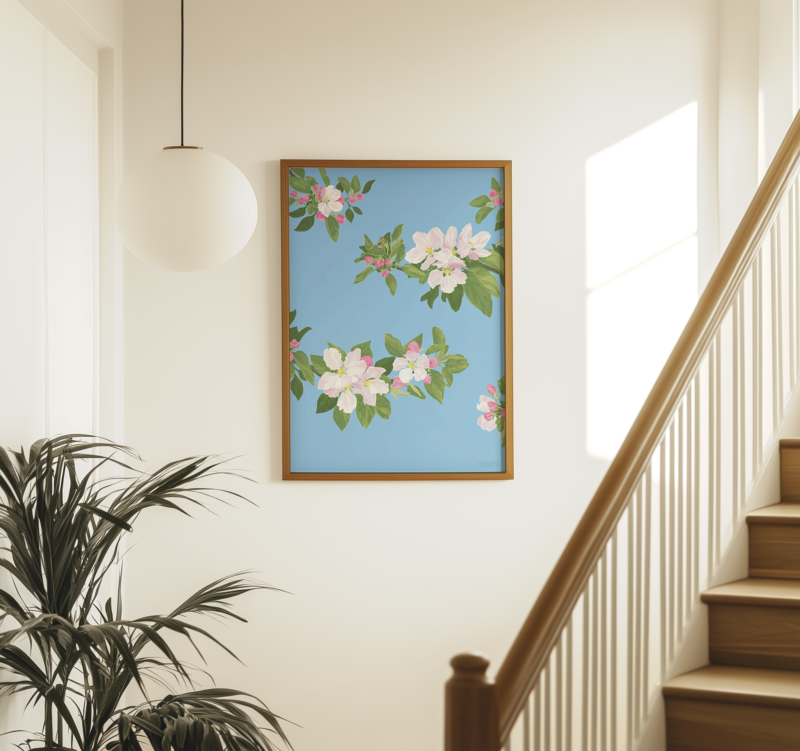 Cherry Blossom Light Blue Poster