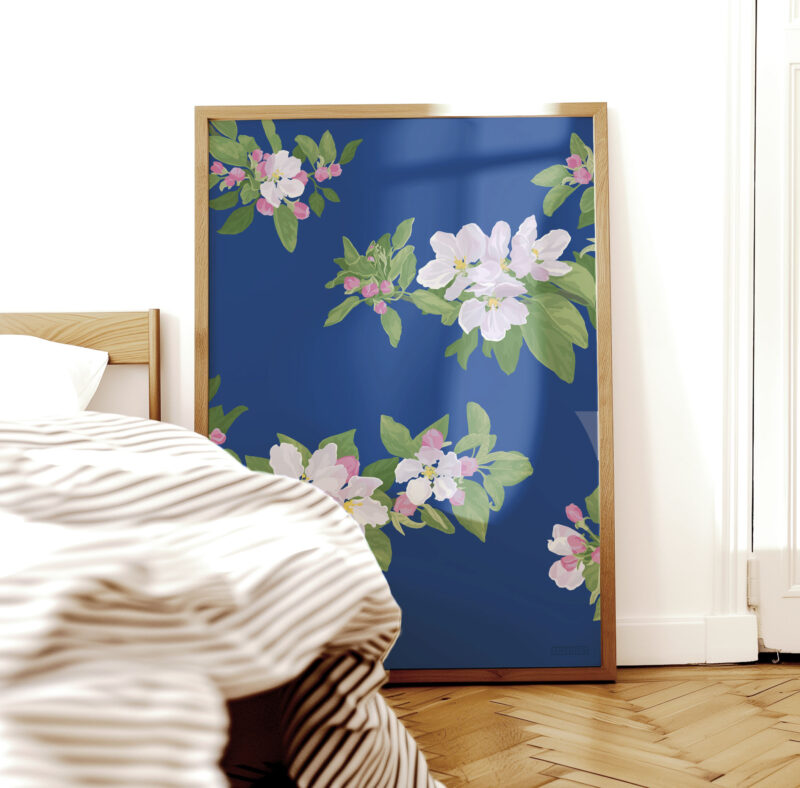 Cherry Blossom Blue Poster