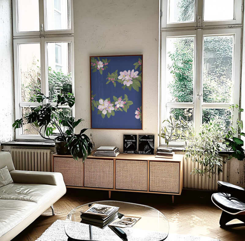 Cherry Blossom Blue Poster