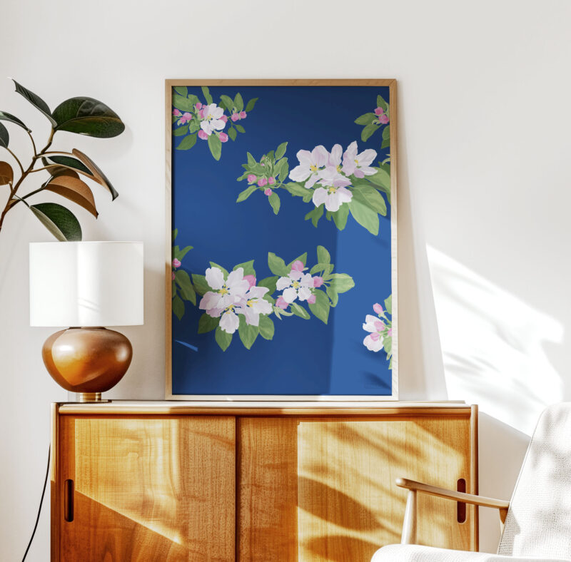 Cherry Blossom Blue Poster