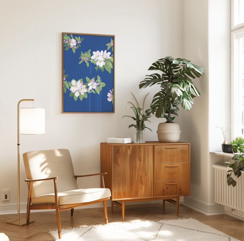 Cherry Blossom Blue Poster