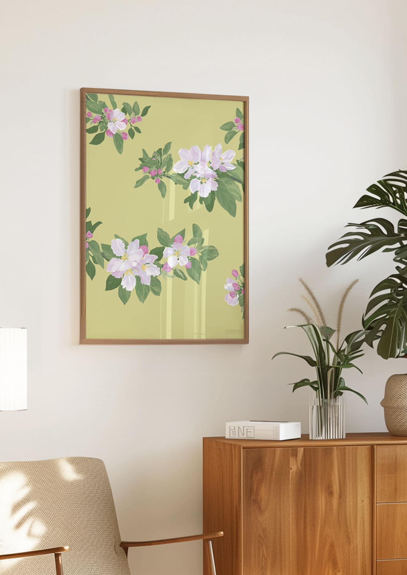 Home Living Room Wall Chair Cherry Blossom Yellow Hover 2