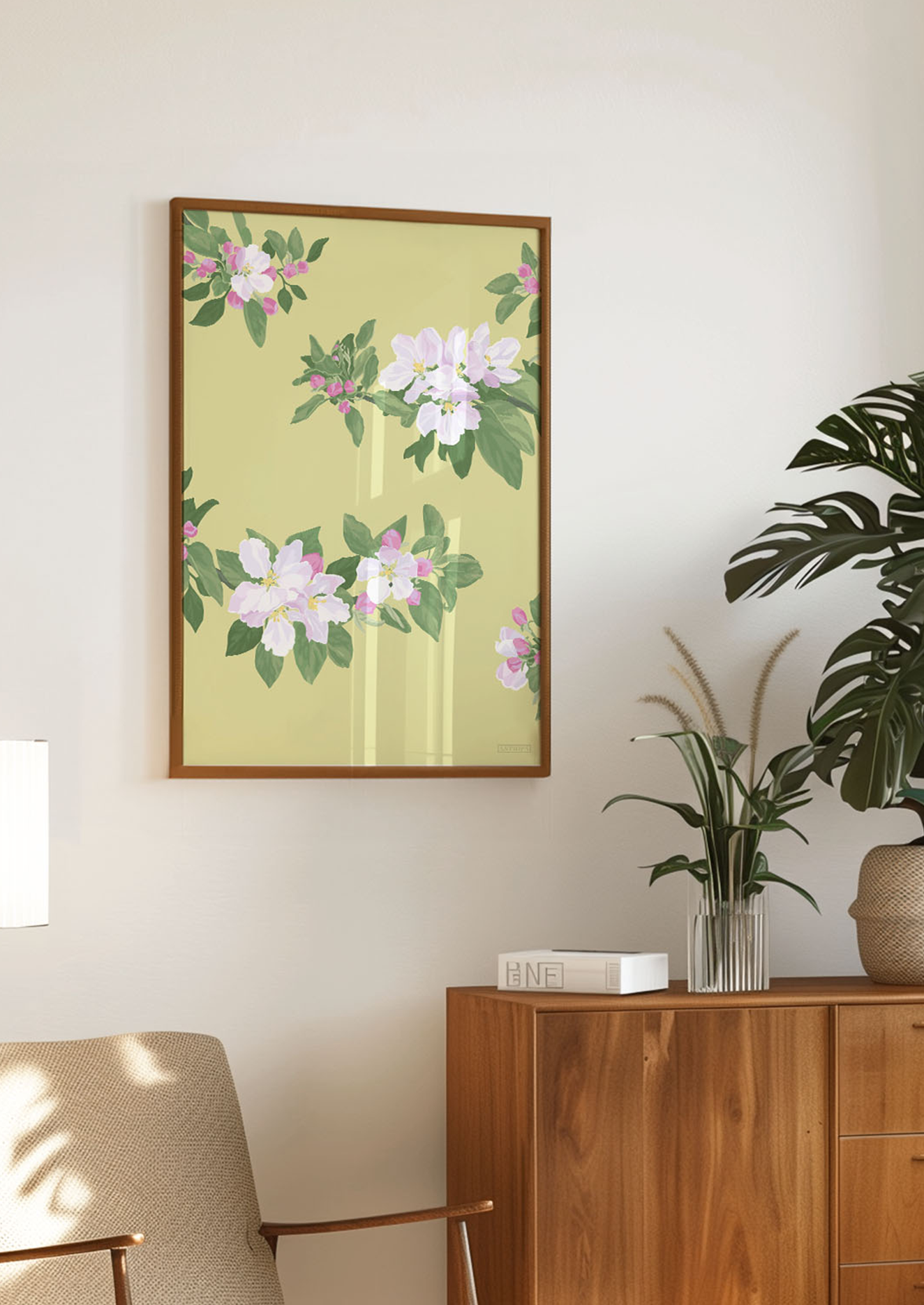 Living Room Wall Chair Cherry Blossom Yellow Hover